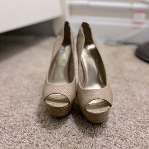 Bebe Nude snake skin heels